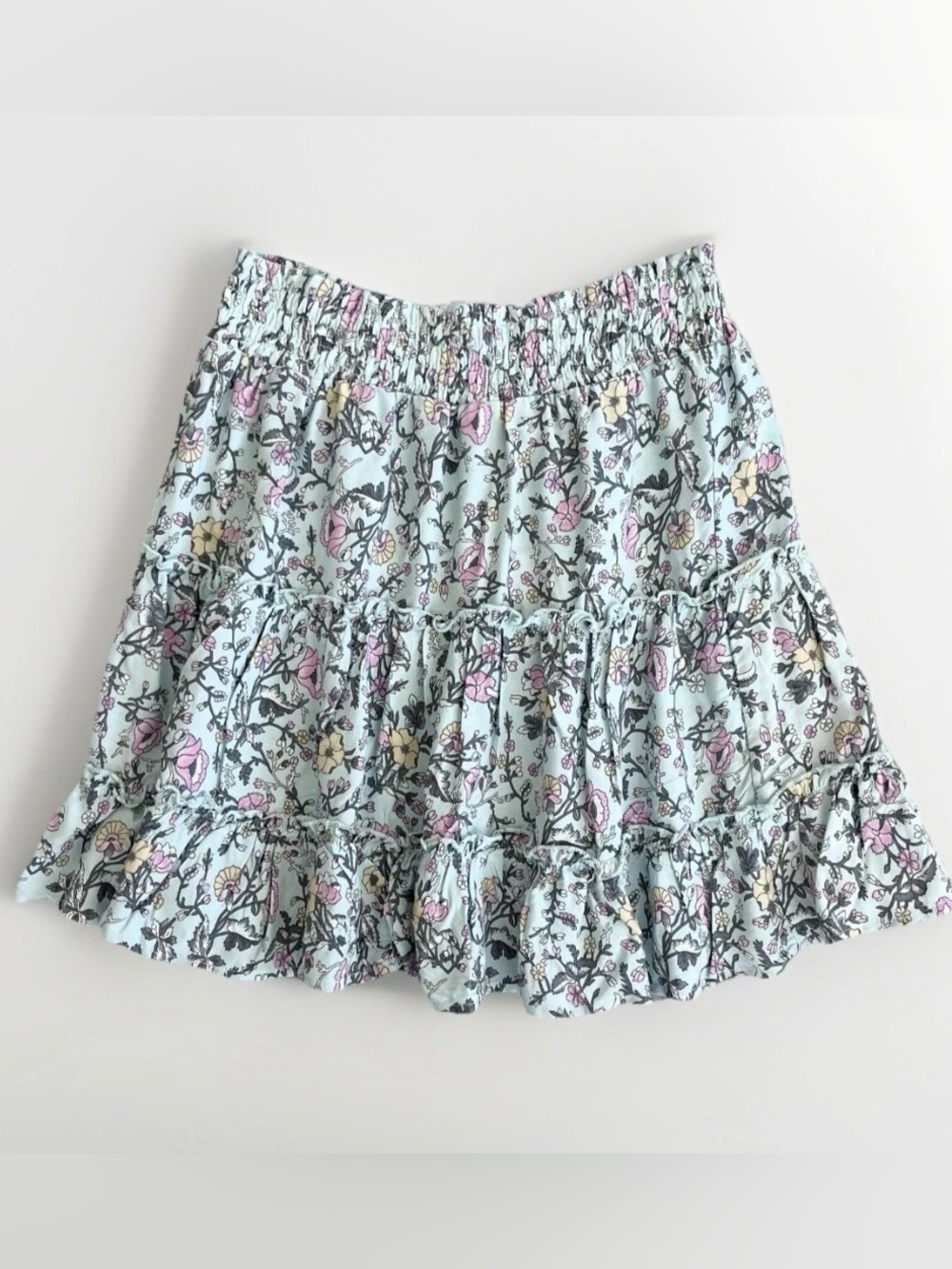Wallflower Blue Floral Tiered Mini Skirt Prairie Cottage Boho Size Medium NWT